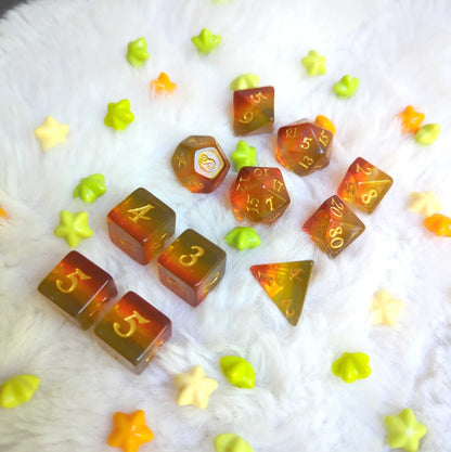 Autumn Sparkles Dice Set. 7 and 11 pcs. TTRPG Dice