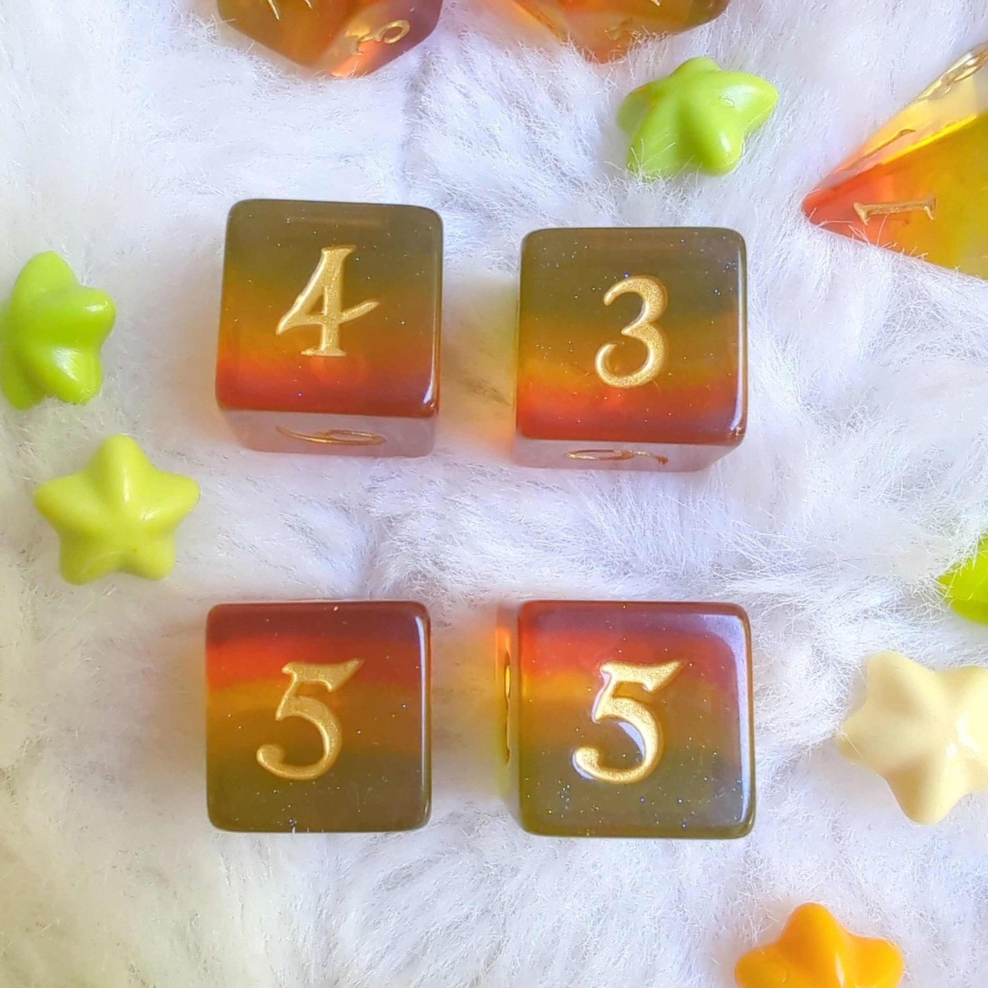 Autumn Sparkles Dice Set – 7 and 11-Piece Fall Glitter DnD Dice | Fennek & Finch Dice Sets & Games Fennek and Finch