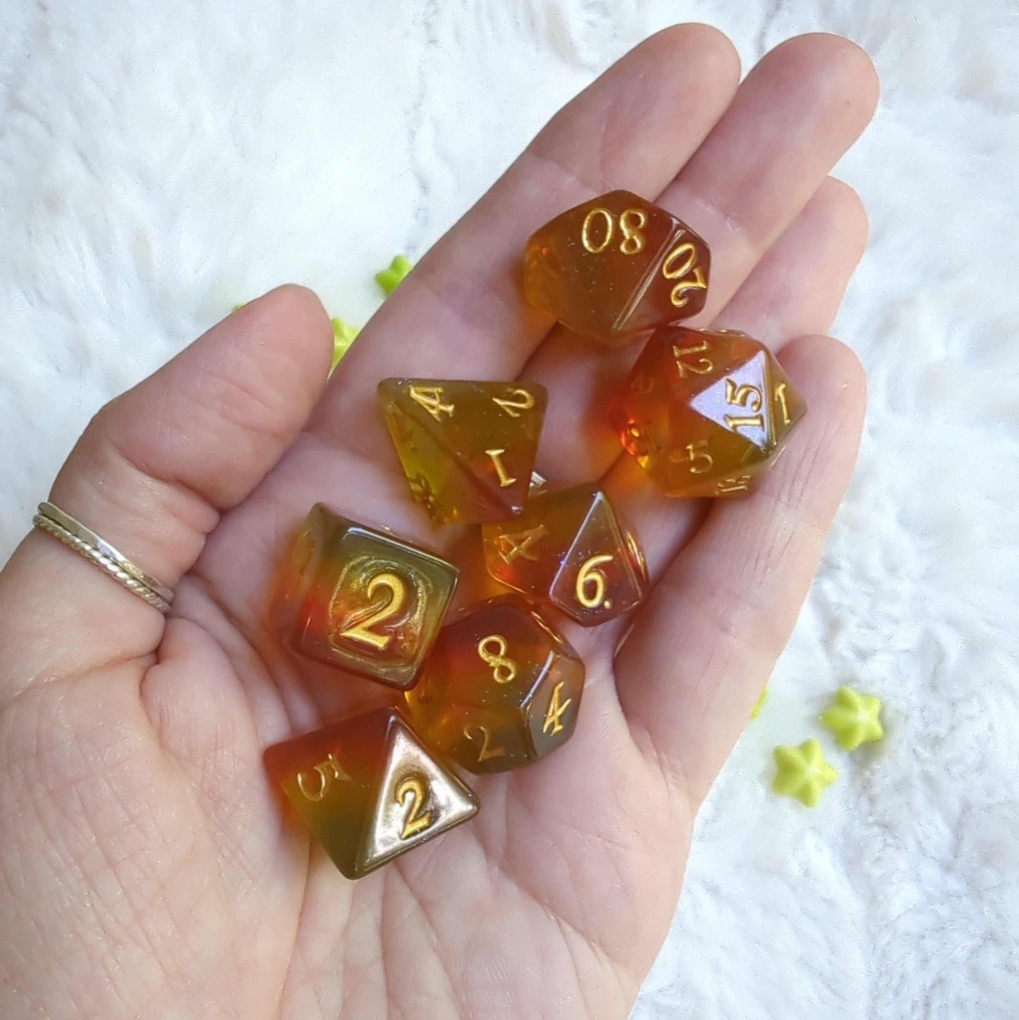 Autumn Sparkles Dice Set – 7 and 11-Piece Fall Glitter DnD Dice | Fennek & Finch Dice Sets & Games Fennek and Finch