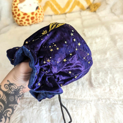 Bard Dice Bag – Multi-Pocket Purple Velvet Pouch with Enchanted Lute | Fennek & Finch Fennek and Finch