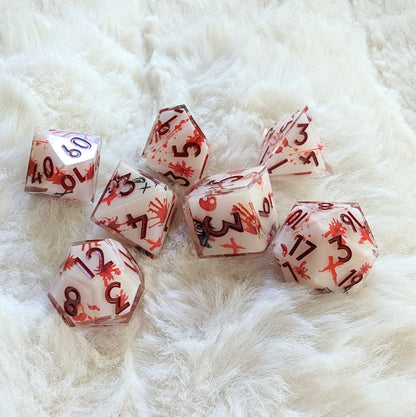 Bloody handprints and Fangs DnD Dice Set
