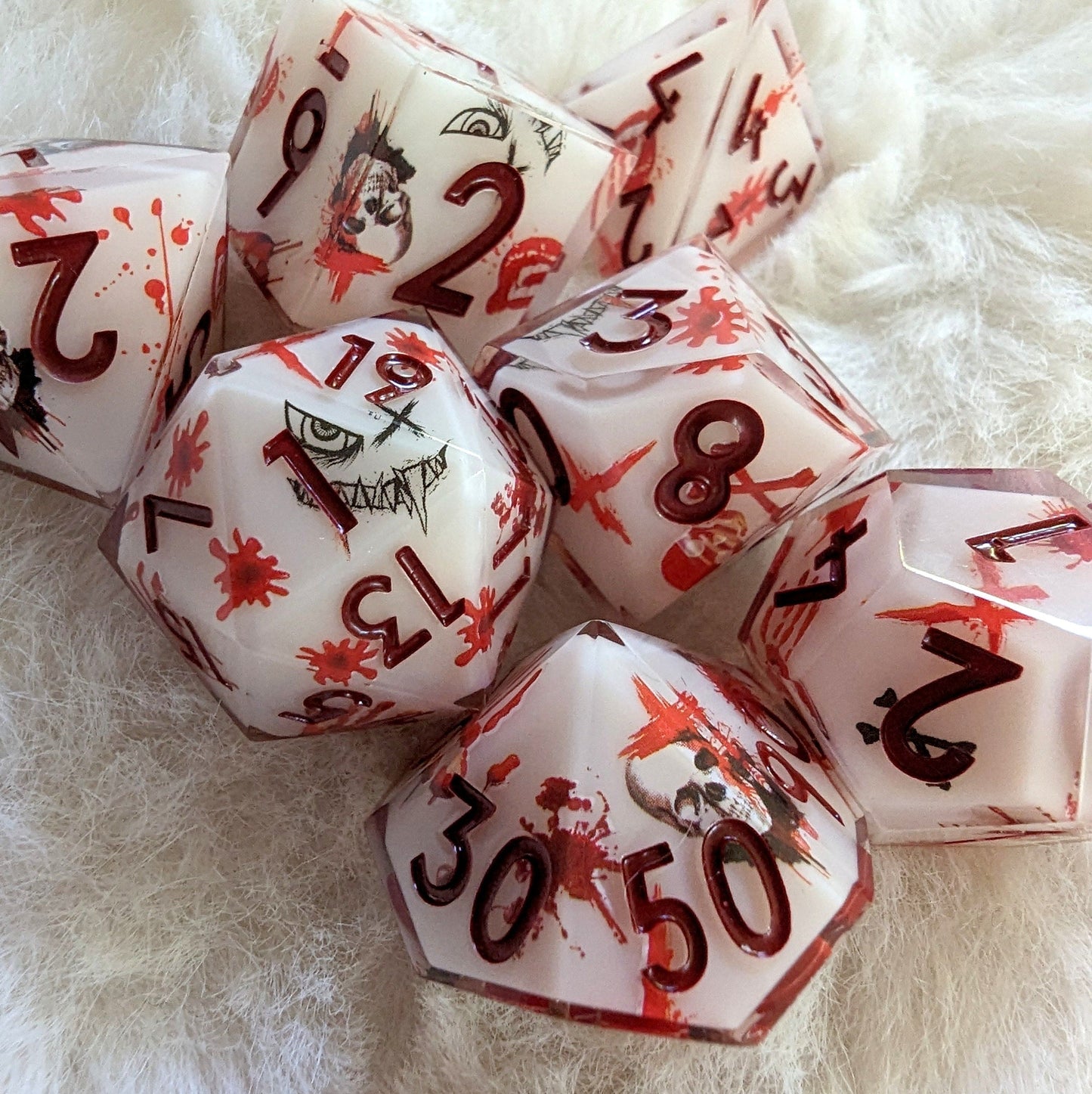 Bloody handprints and Fangs DnD Dice Set