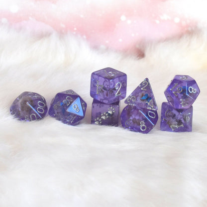 Butterfly Dice Set – 8-Piece Blue Butterfly White Flower DnD Dice with Paw D6 | Fennek & Finch Dice sets Fennek and Finch
