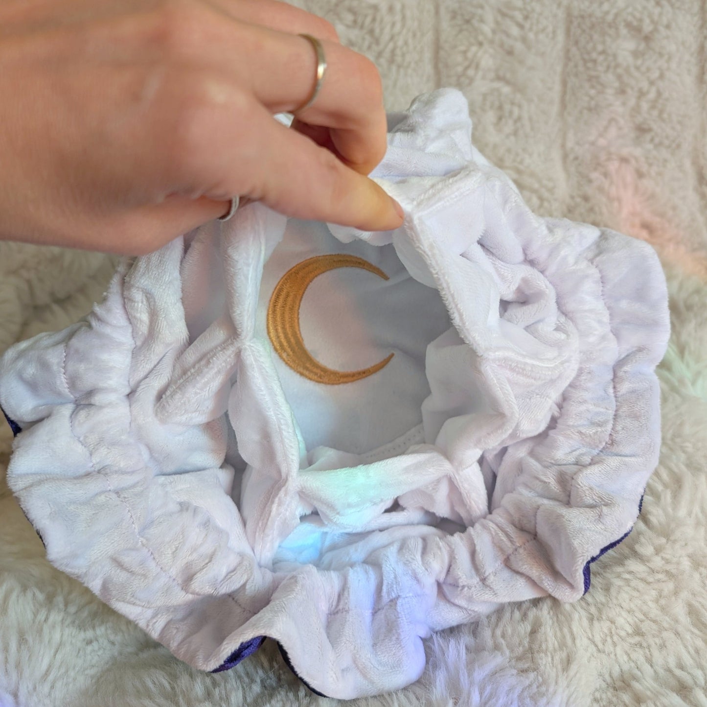 Celestial Starry Dice Bag – Deep Purple & White Velvet Multi - Pocket Pouch | Fennek & Finch - Fennek and Finch