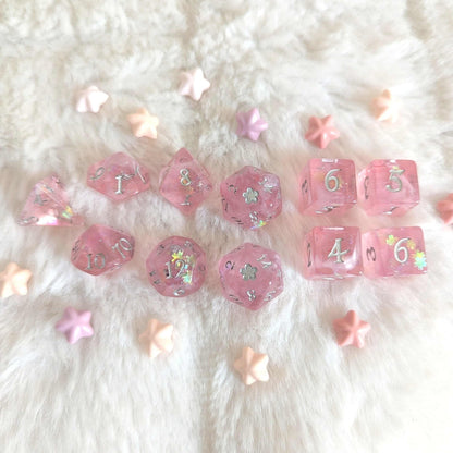 Cherry Blossom Dice Set – 7 and 11 - Piece Spring Pink DnD Dice | Fennek & Finch - Fennek and Finch