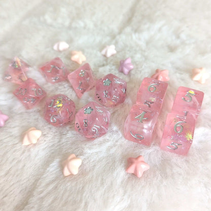 Cherry Blossom Dice Set – 7 and 11 - Piece Spring Pink DnD Dice | Fennek & Finch - Fennek and Finch