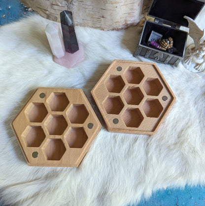 Cherry Blossom Hexagonal Wood Dice Box – Beech Wood 4.2" x 4" Magnetic - Fennek and Finch