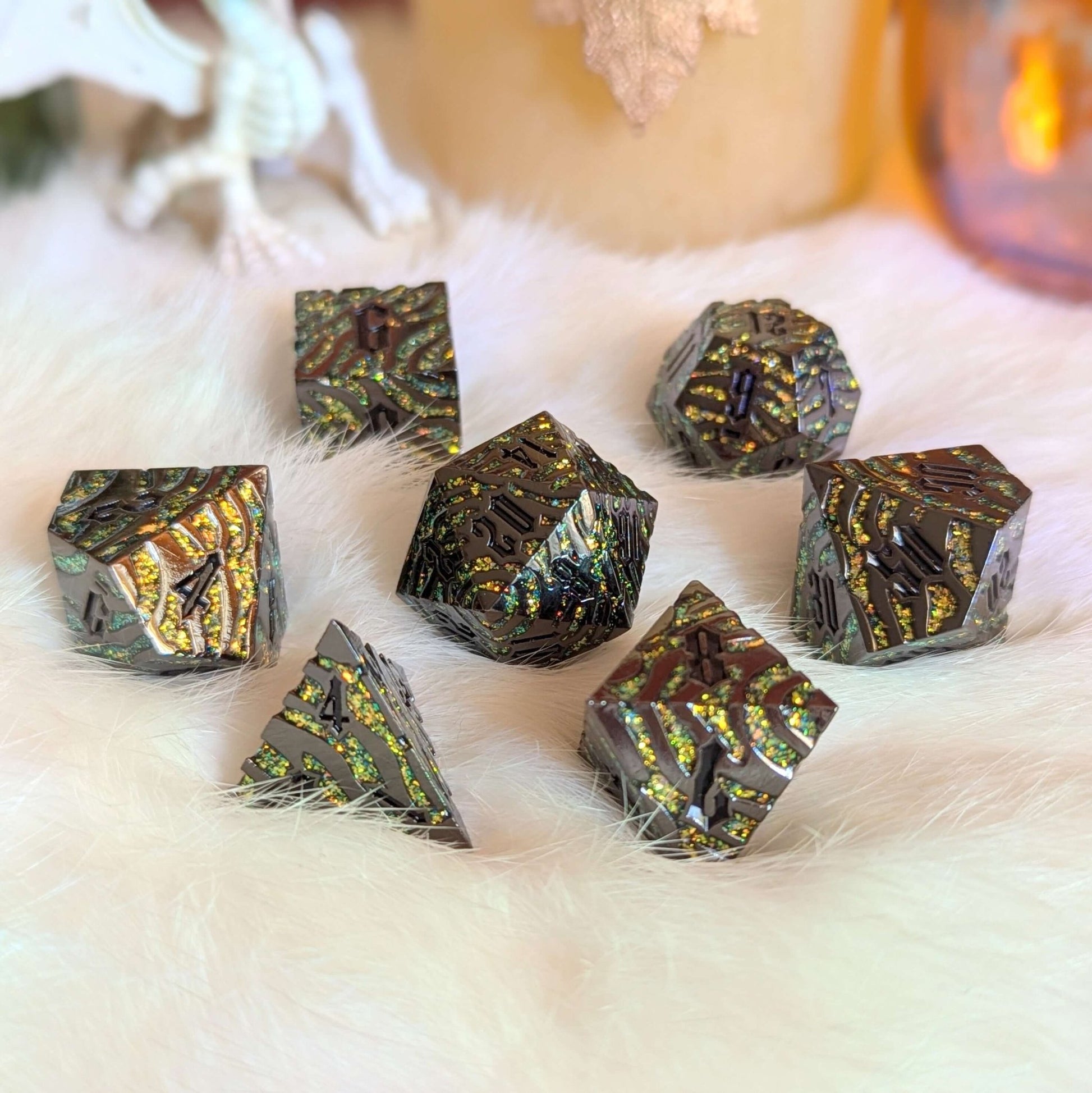 Clawstrike Metal Dice Set – 7 - Piece Zinc Alloy Claw DnD Dice - Fennek and Finch