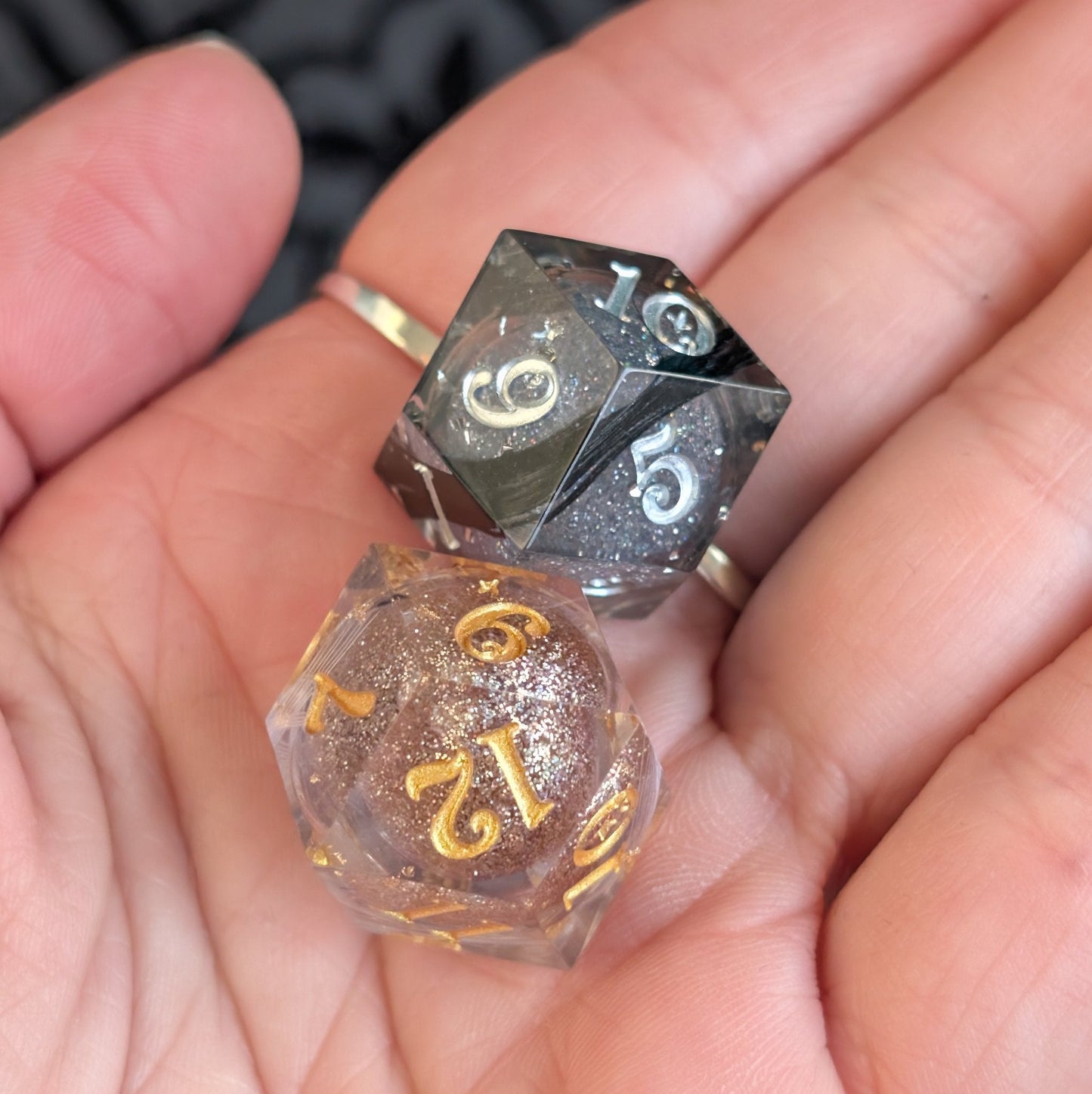 Daggerheart Hope and Fear Feather Liquid Core Dice Set – 2pc Sharp Edge Rhombic D12s Dice Fennek and Finch