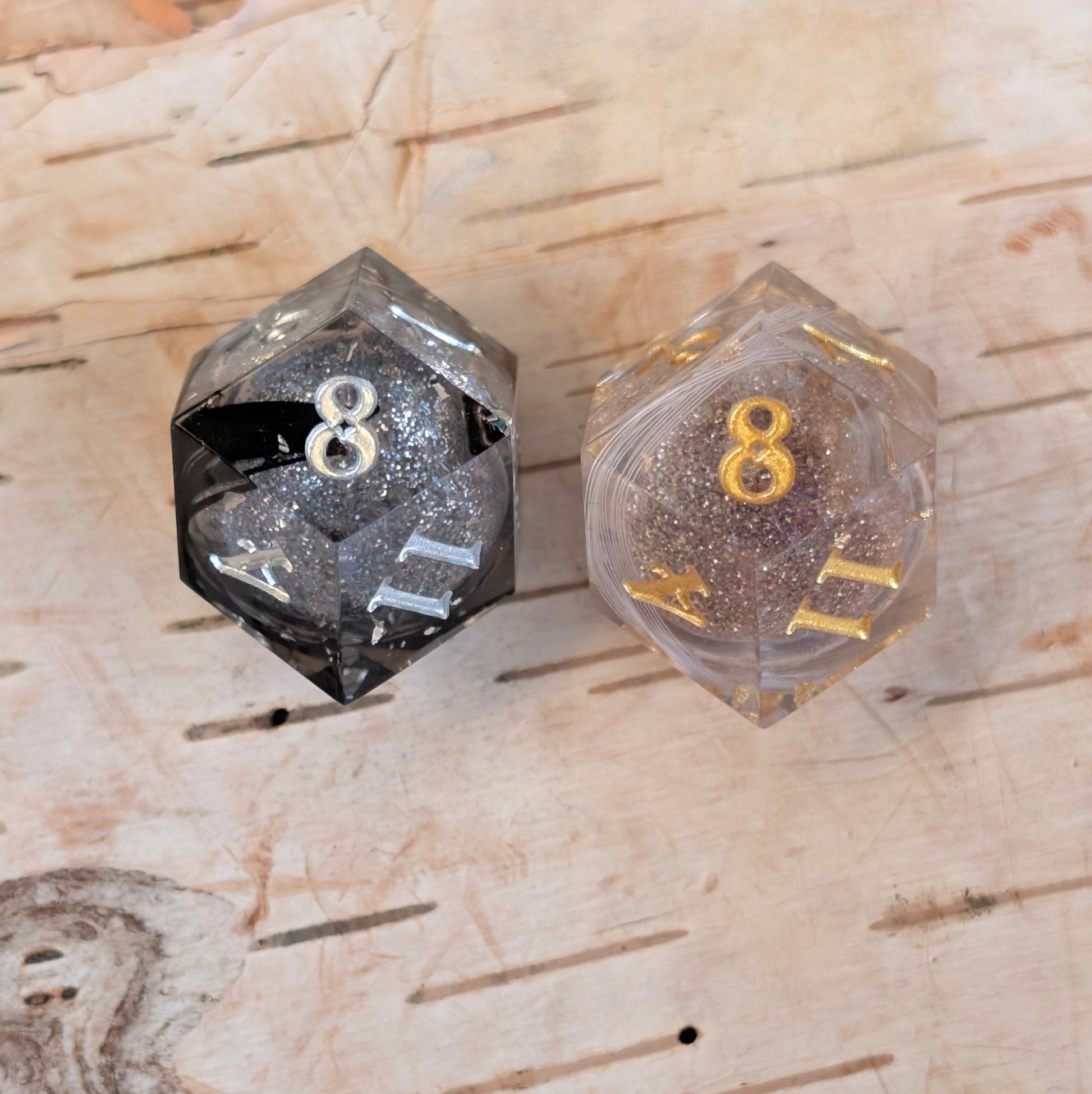 Daggerheart Hope and Fear Feather Liquid Core Dice Set – 2pc Sharp Edge Rhombic D12s Dice Fennek and Finch