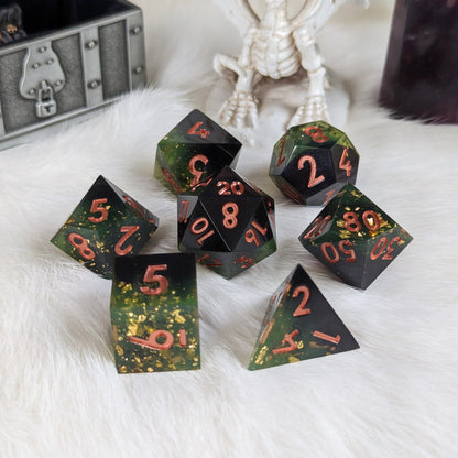 Dark Green and Black DnD Dice Set