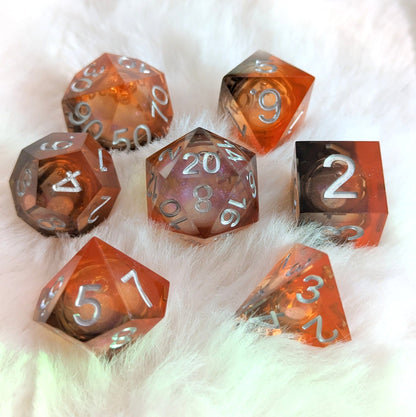 Dark Summoning Liquid Core Dice Set – Sharp Edge Black Red DnD Dice | Fennek & Finch - Fennek and Finch