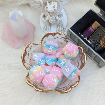 Dazed and Dreamy DnD Dice Sets - 7 Piece Rainbow Pastel Matte Dice Dice sets Fennek and Finch