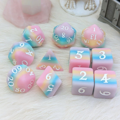 Dazed and Dreamy DnD Dice Sets - 7 Piece Rainbow Pastel Matte Dice Dice sets Fennek and Finch
