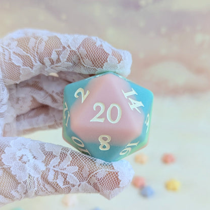 Dazed and Dreamy Oversized D20 – Pastel Rainbow Large Die for DnD | Fennek & Finch - Fennek and Finch