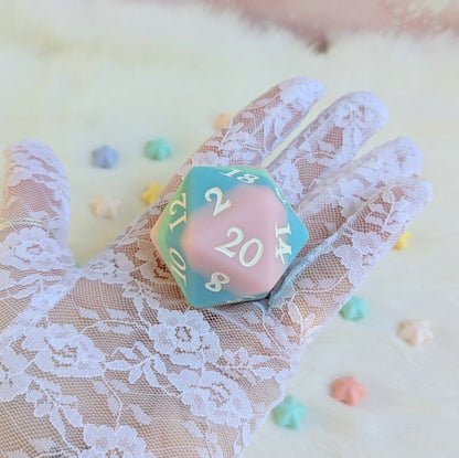 Dazed and Dreamy Oversized D20 – Pastel Rainbow Large Die for DnD | Fennek & Finch - Fennek and Finch