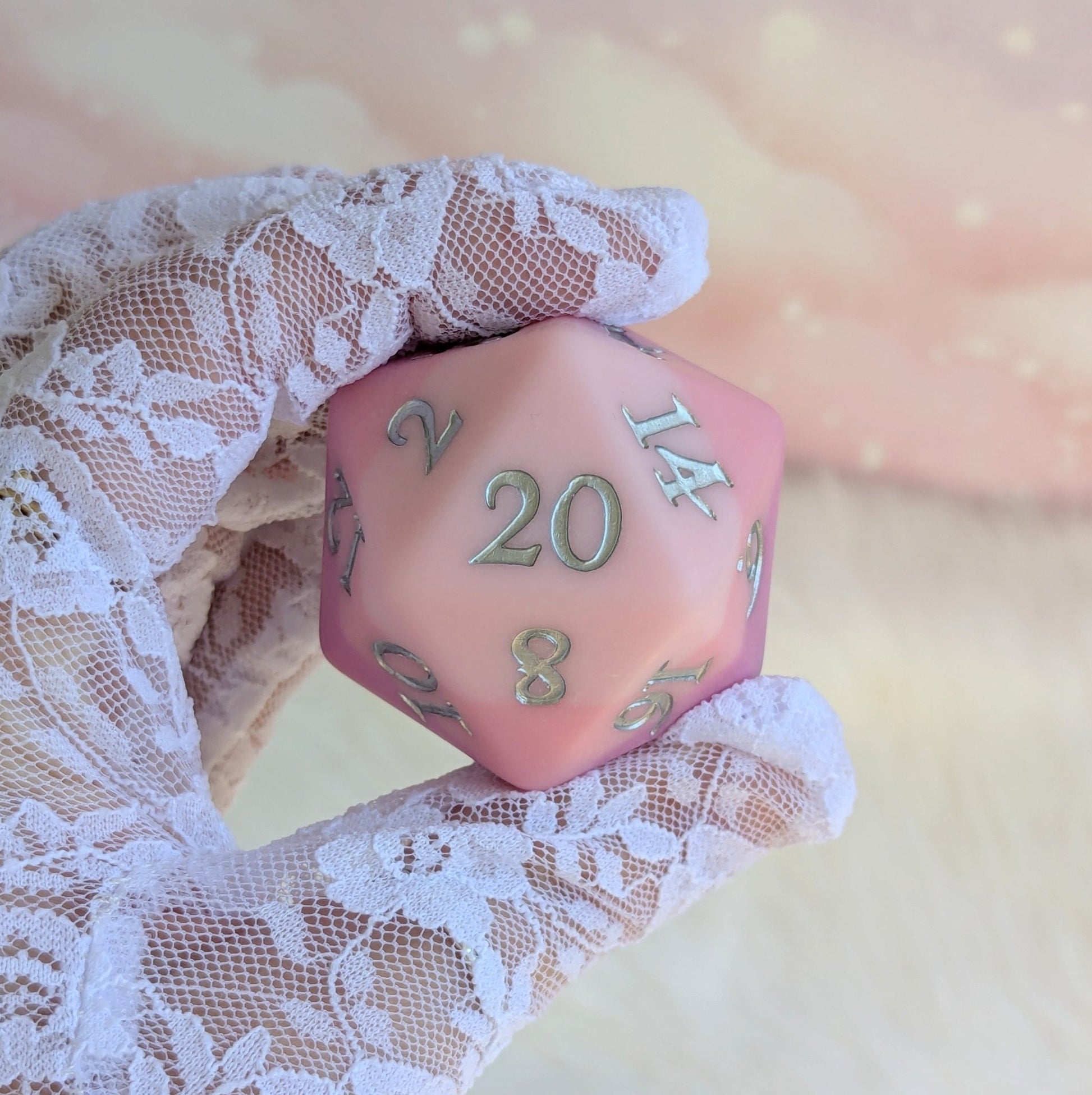 Dreamweaver Large D20 – Oversized Ombre Pink Purple Die for DnD | Fennek & Finch - Fennek and Finch