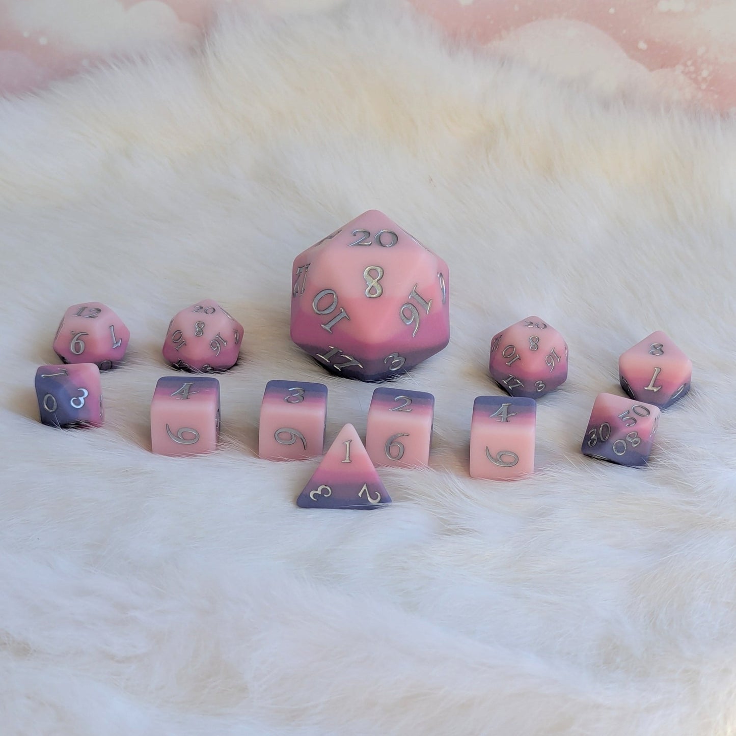 Dreamweaver Large D20 – Oversized Ombre Pink Purple Die for DnD | Fennek & Finch - Fennek and Finch