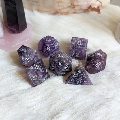 Dreamy Amethyst Dice Set – Purple Gemstone DnD Dice | Fennek & Finch - Fennek and Finch