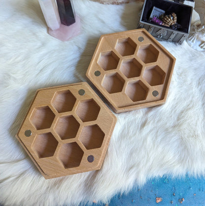 Dreamy Hexagonal Wood Dice Box – Beech Wood 4.2" x 4" Magnetic Storage Toy Chests Fennek and Finch