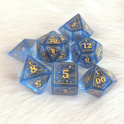 Dreamy Periwinkle Glass Dice Set. - Fennek and Finch