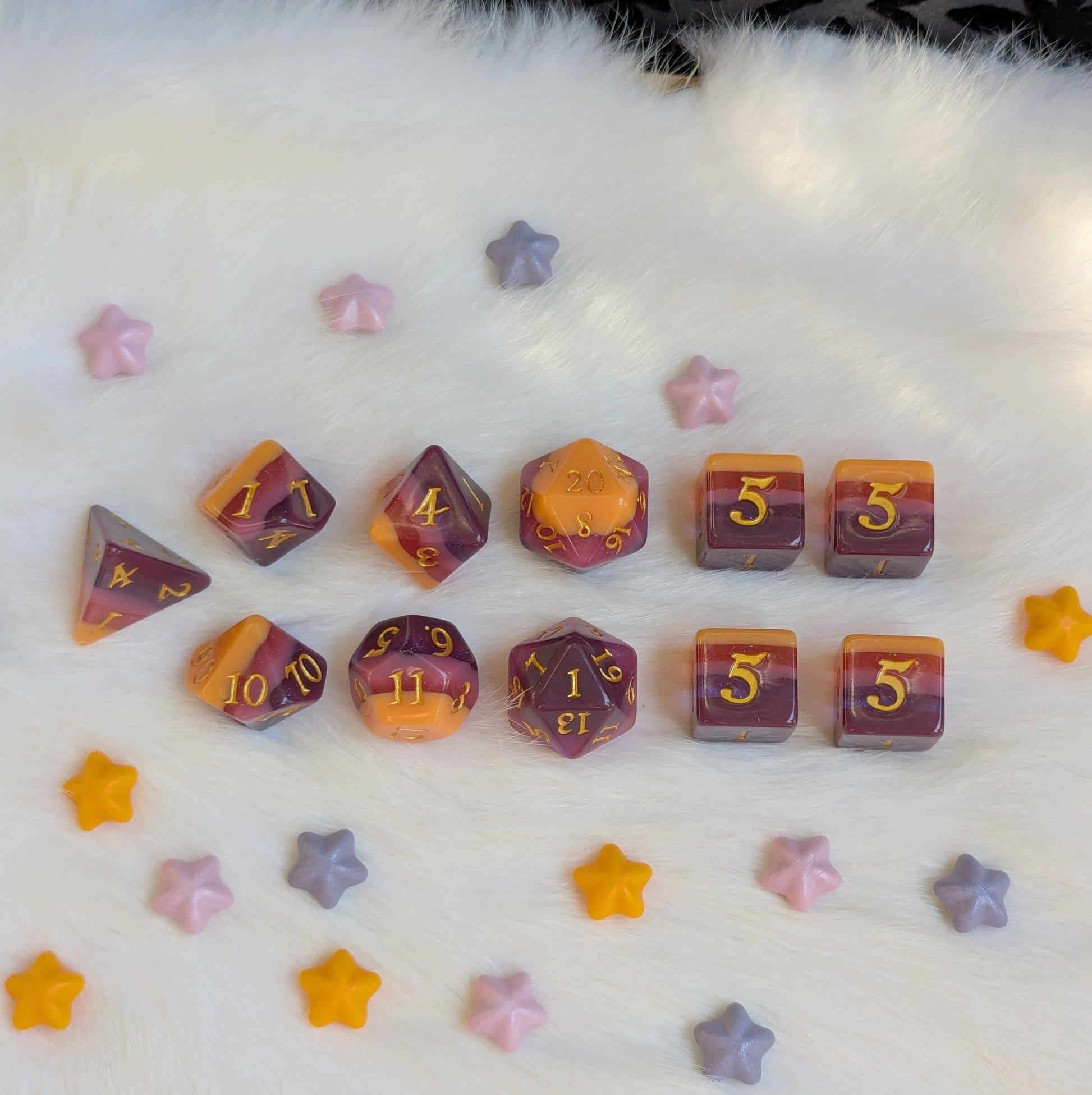 Emberwine Dice Set - 11 Piece TTRPG Dice Set - Fennek and Finch