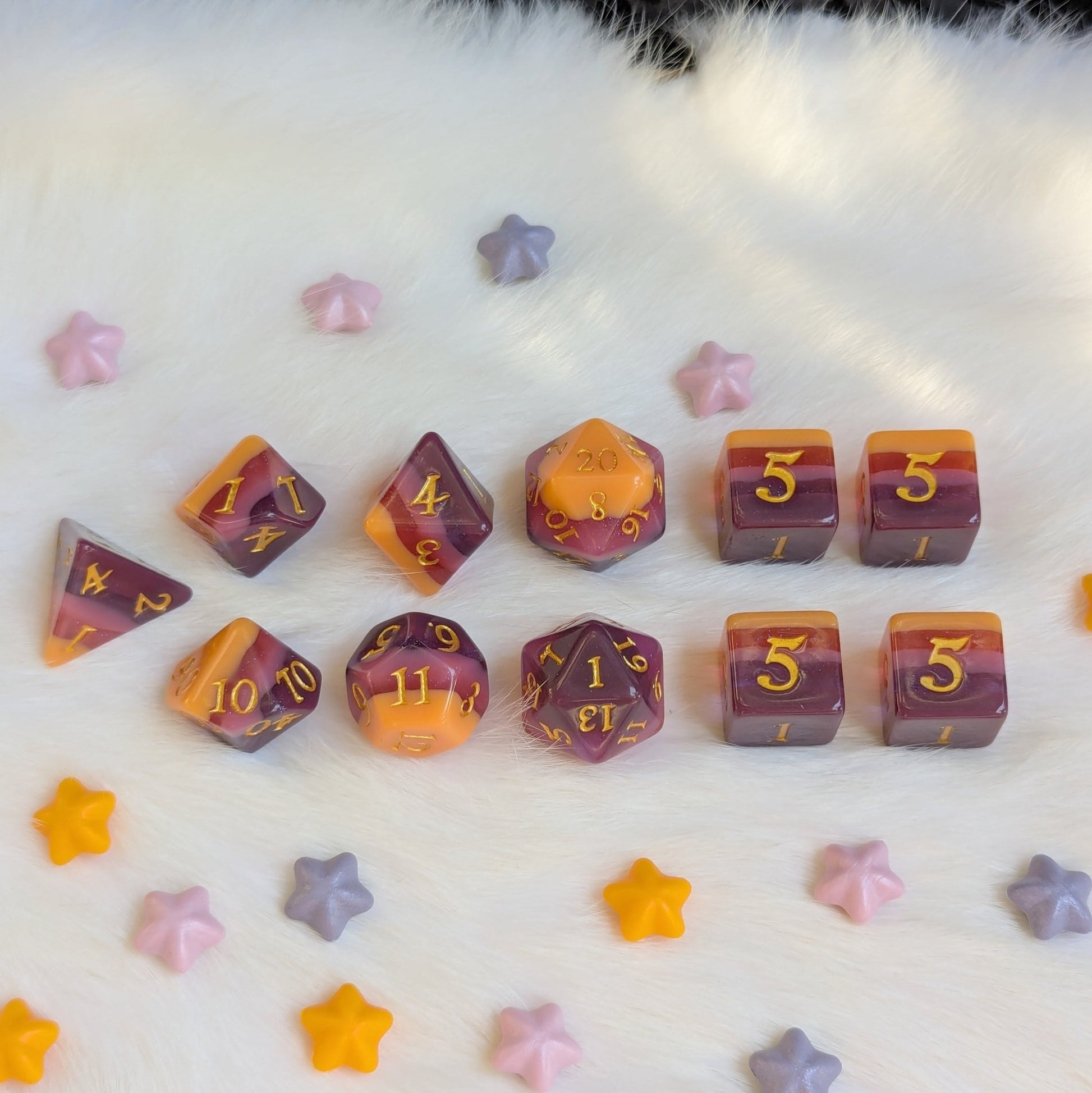 Emberwine Dice Set - 11 Piece TTRPG Dice Set - Fennek and Finch