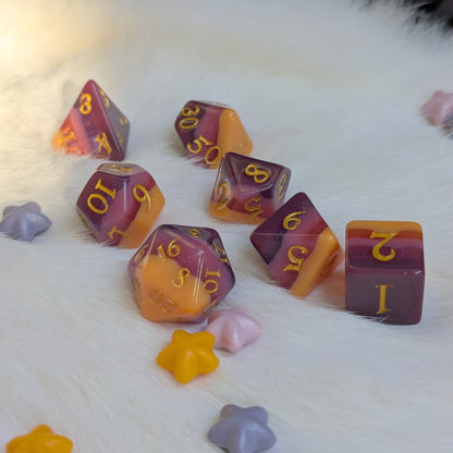 Emberwine Dice Set – 7 - Piece Red Wine Burgundy Polished DnD Dice | Fennek & Finch - Fennek and Finch