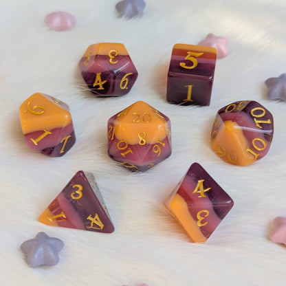 Emberwine Dice Set – 7 - Piece Red Wine Burgundy Polished DnD Dice | Fennek & Finch - Fennek and Finch