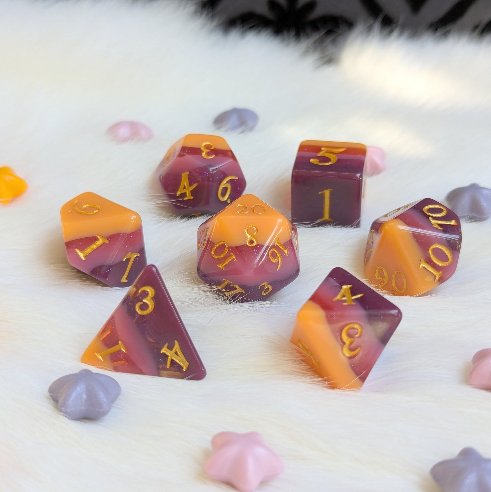 Emberwine Dice Set – 7 - Piece Red Wine Burgundy Polished DnD Dice | Fennek & Finch - Fennek and Finch