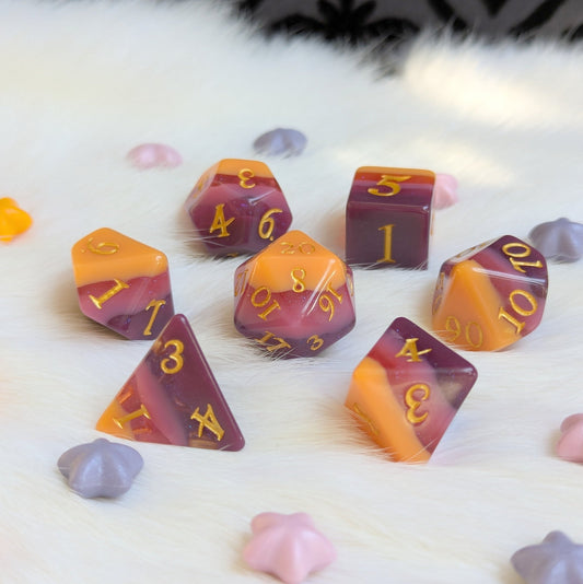 Emberwine Dice Set – 7 - Piece Red Wine Burgundy Polished DnD Dice | Fennek & Finch - Fennek and Finch