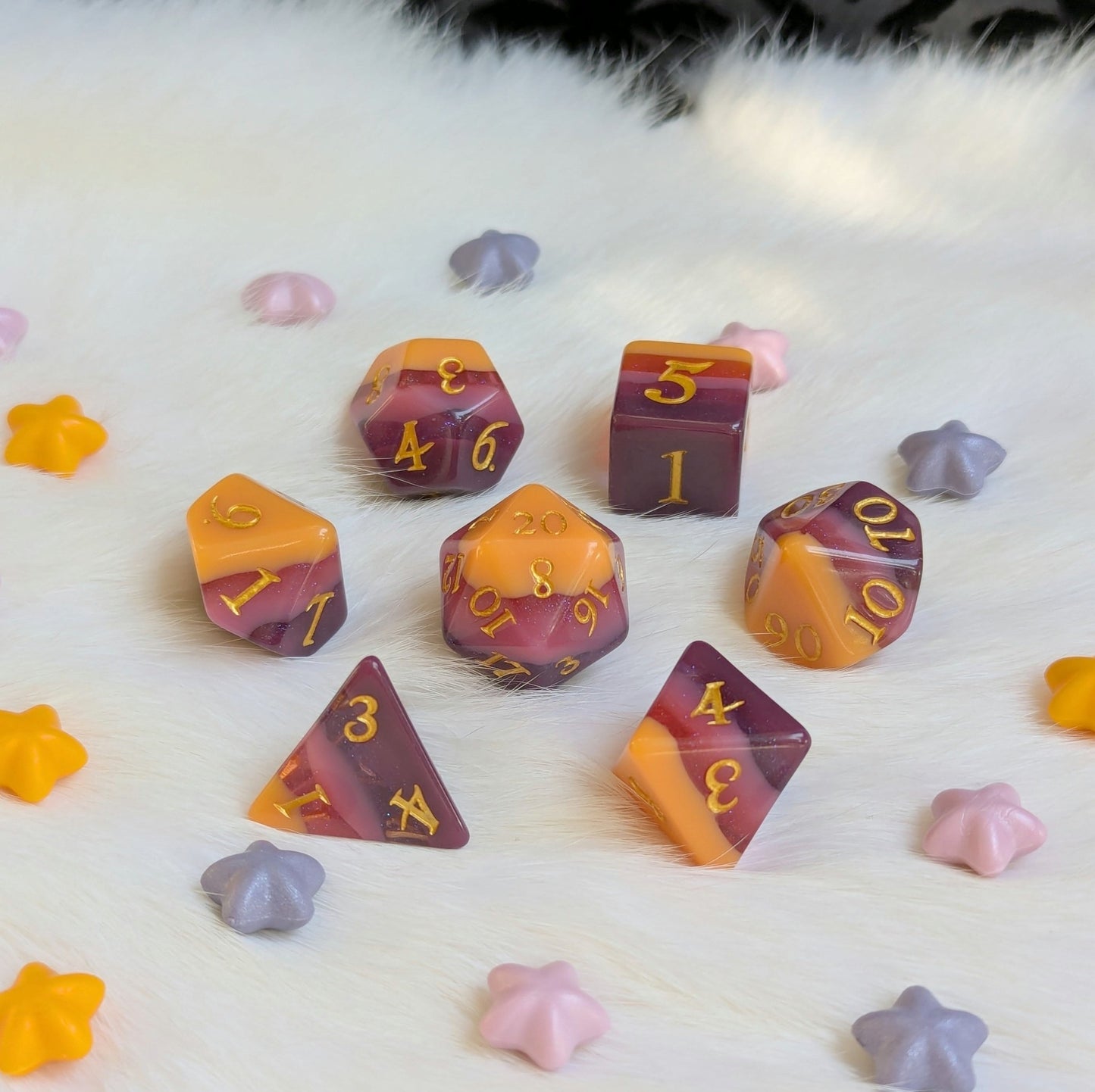 Emberwine Dice Set – 7 - Piece Red Wine Burgundy Polished DnD Dice | Fennek & Finch - Fennek and Finch