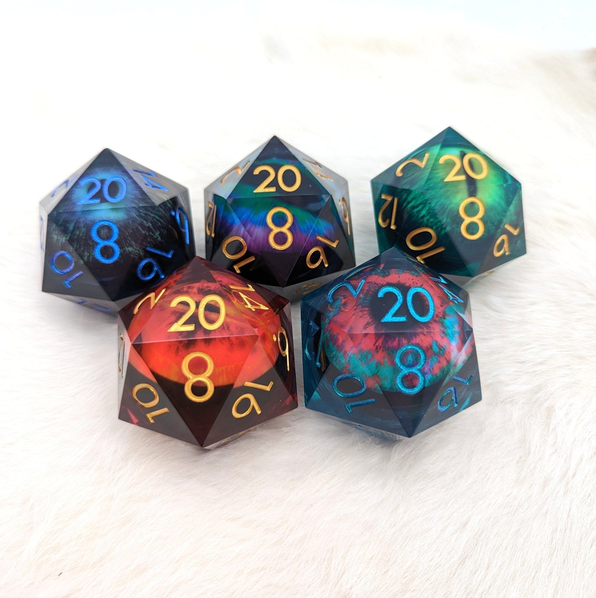 Extra Large D20 Liquid Core Moving Eye – 2" Giant DnD Die - Fennek and Finch