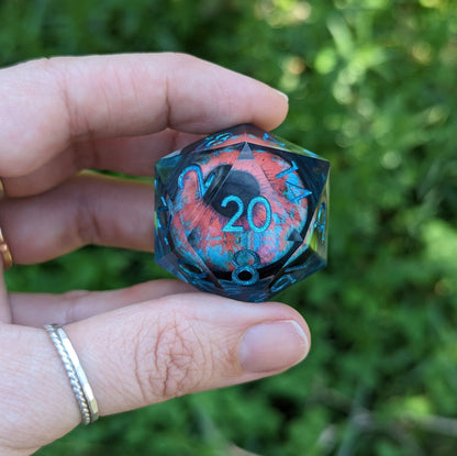 Extra Large D20 Liquid Core Moving Eye – 2" Giant DnD Die - Fennek and Finch