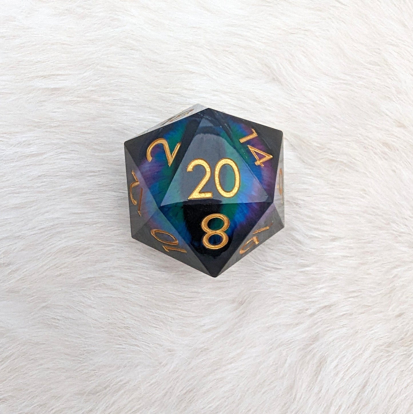 Extra Large D20 - Liquid Core Moving Eye Peacock