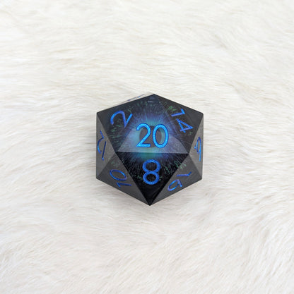 Extra Large D20 - Liquid Core Moving Eye Blue