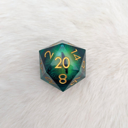 Extra Large D20 - Liquid Core Moving Eye Green