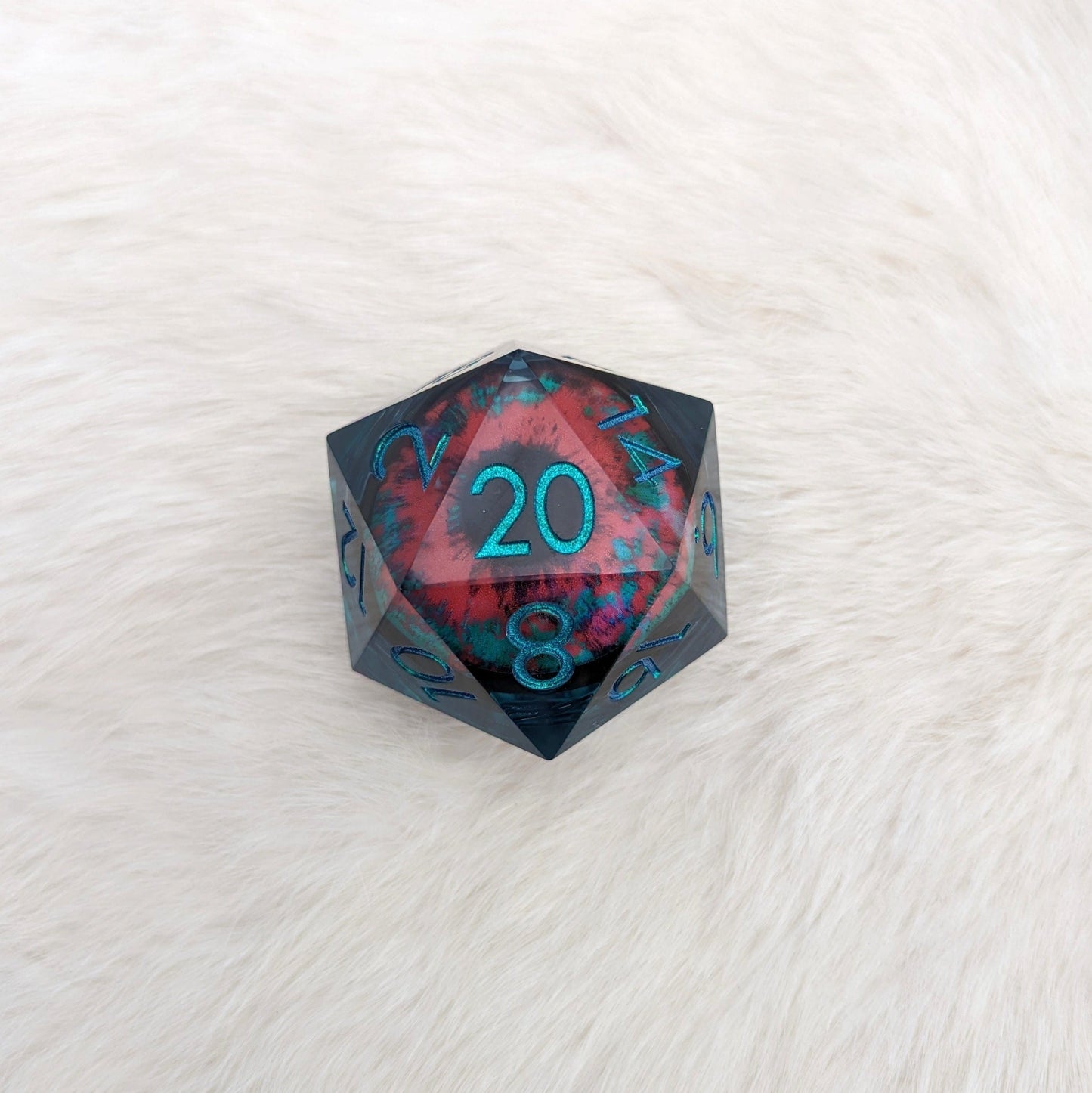 Extra Large D20 - Liquid Core Moving Eye Red/Blue