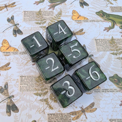 Forest Swamp Dice Set – 7 and 11 - Piece Golgari DnD Dice with Counter Dice | Fennek & Finch - Fennek and Finch