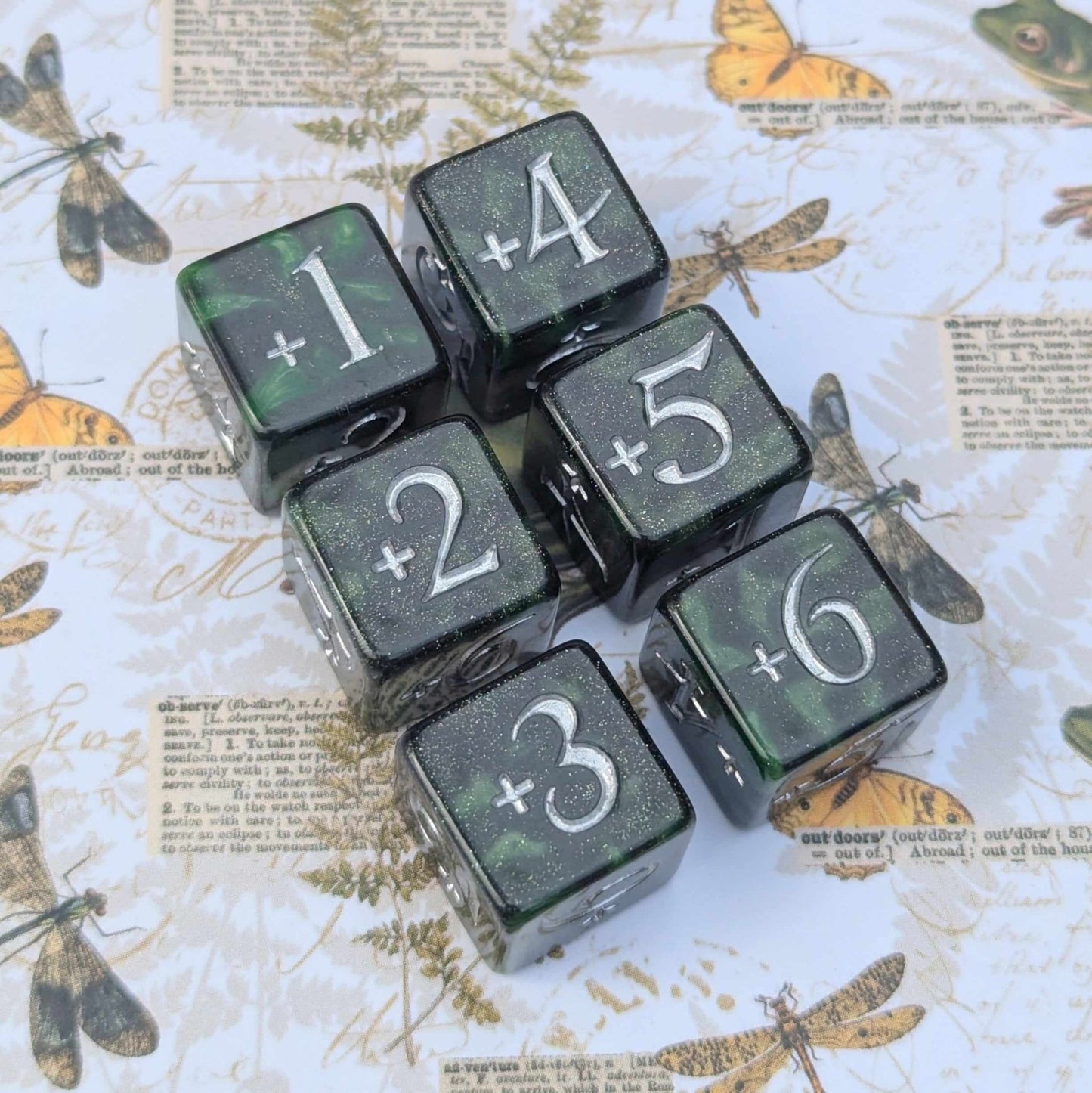 Forest Swamp Dice Set – 7 and 11 - Piece Golgari DnD Dice with Counter Dice | Fennek & Finch - Fennek and Finch