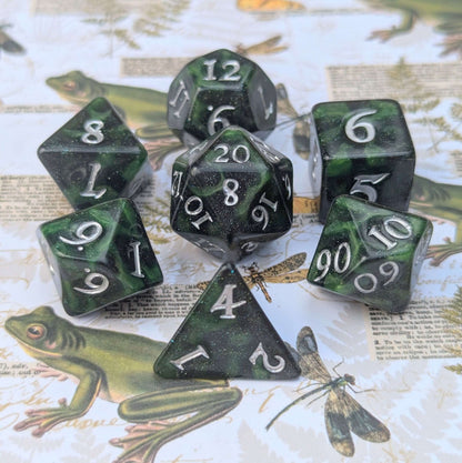 Forest Swamp Dice Set – 7 and 11 - Piece Golgari DnD Dice with Counter Dice | Fennek & Finch - Fennek and Finch