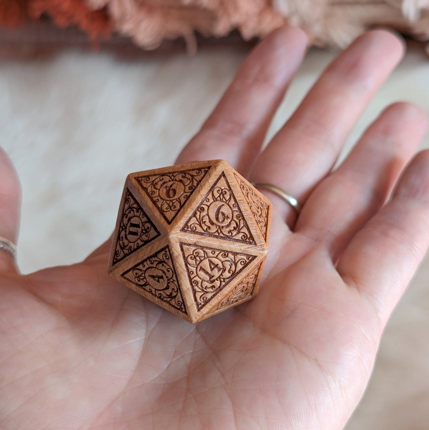 Garden Gate Large Wood D20 – Art Nouveau Engraved Wooden Die | Fennek & Finch Dice Sets & Games Fennek and Finch