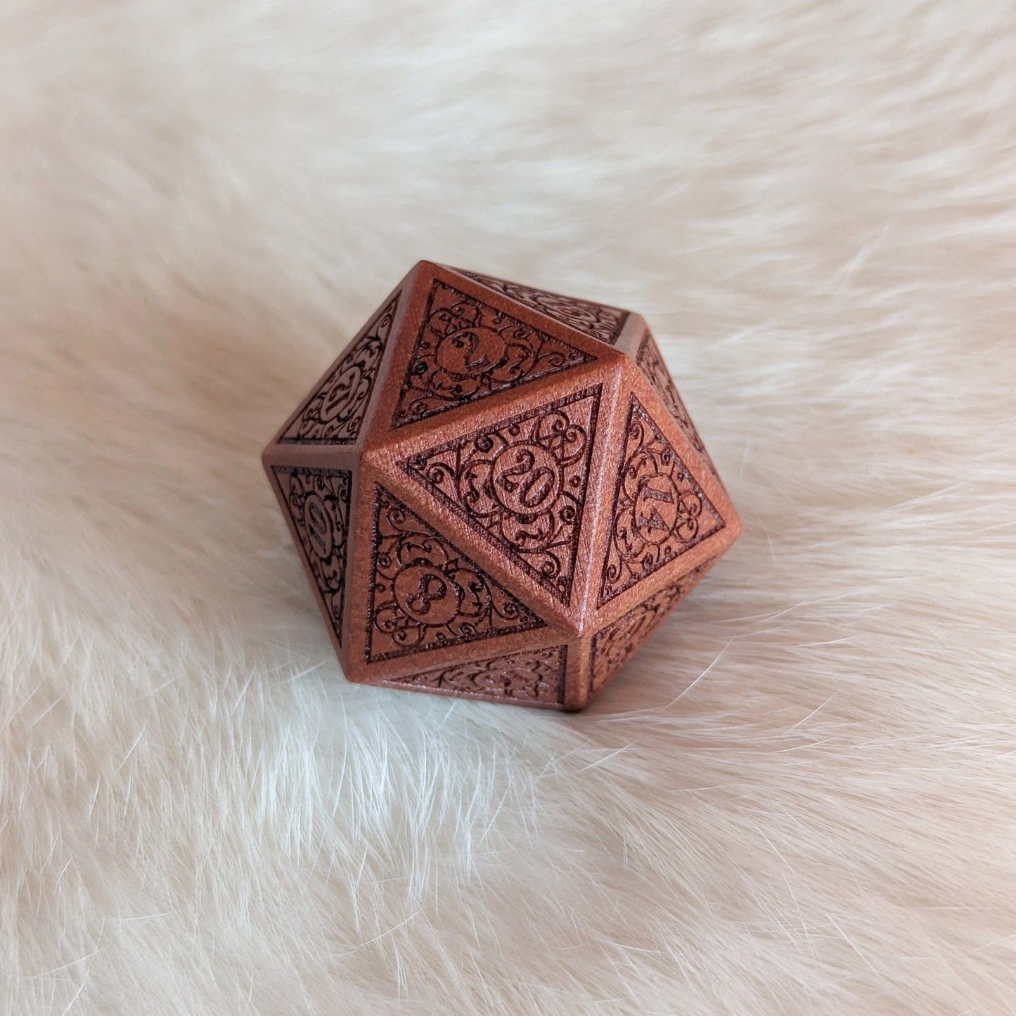 Garden Gate Large Wood D20 – Art Nouveau Engraved Wooden Die | Fennek & Finch Dice Sets & Games Fennek and Finch Sandalwood