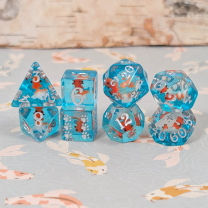Goldfish Resin Dice Set – 8pc Animal Dice with Paw D6 - Fennek and Finch