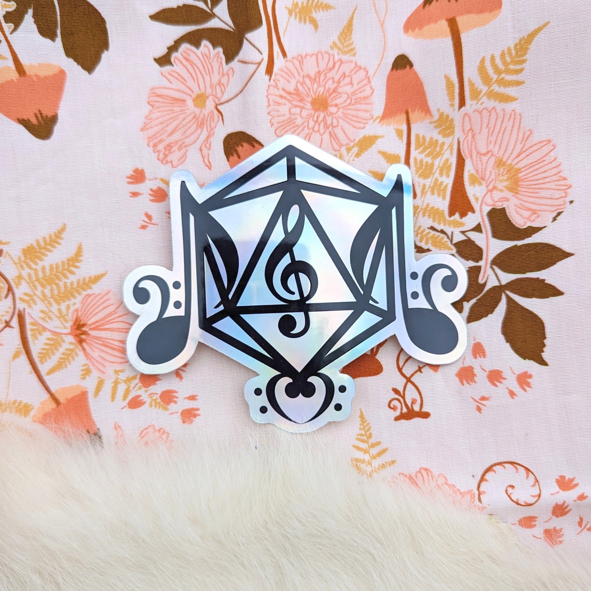 Holographic Bard Sticker – 3" x 3.5" D20 Music Vinyl Decal - Fennek and Finch