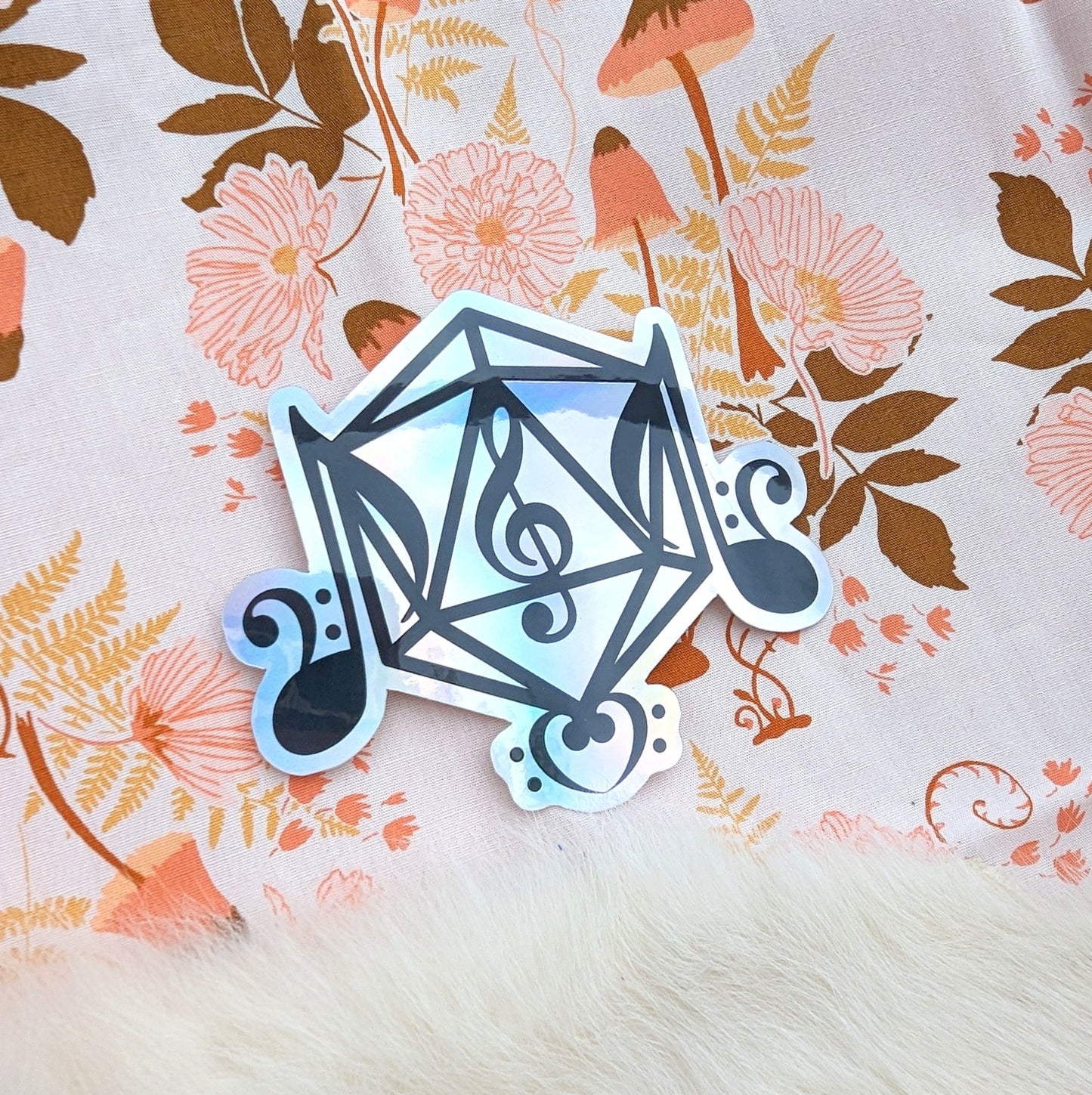 Holographic Bard Sticker – 3" x 3.5" D20 Music Vinyl Decal - Fennek and Finch