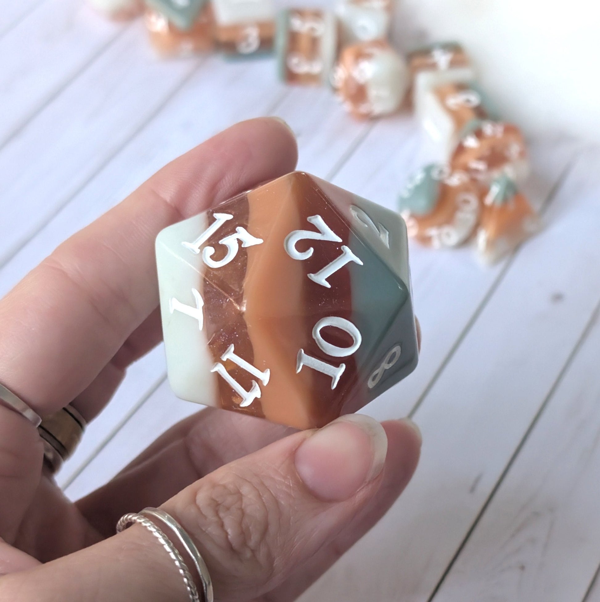 Horizons - Layered Earth Tone Large D20 Dice Fennek and Finch