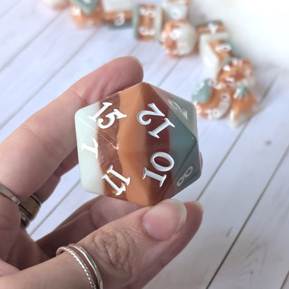 Horizons - Layered Earth Tone Large D20 Dice Fennek and Finch