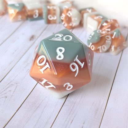 Horizons - Layered Earth Tone Large D20 Dice Fennek and Finch