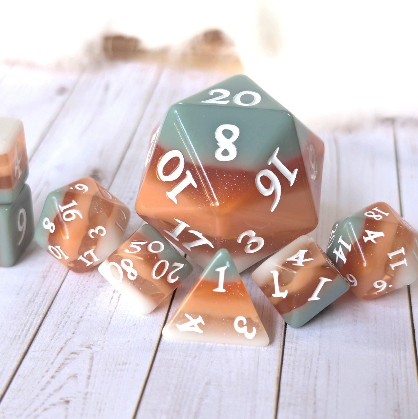 Horizons - Layered Earth Tone Large D20 Dice Fennek and Finch